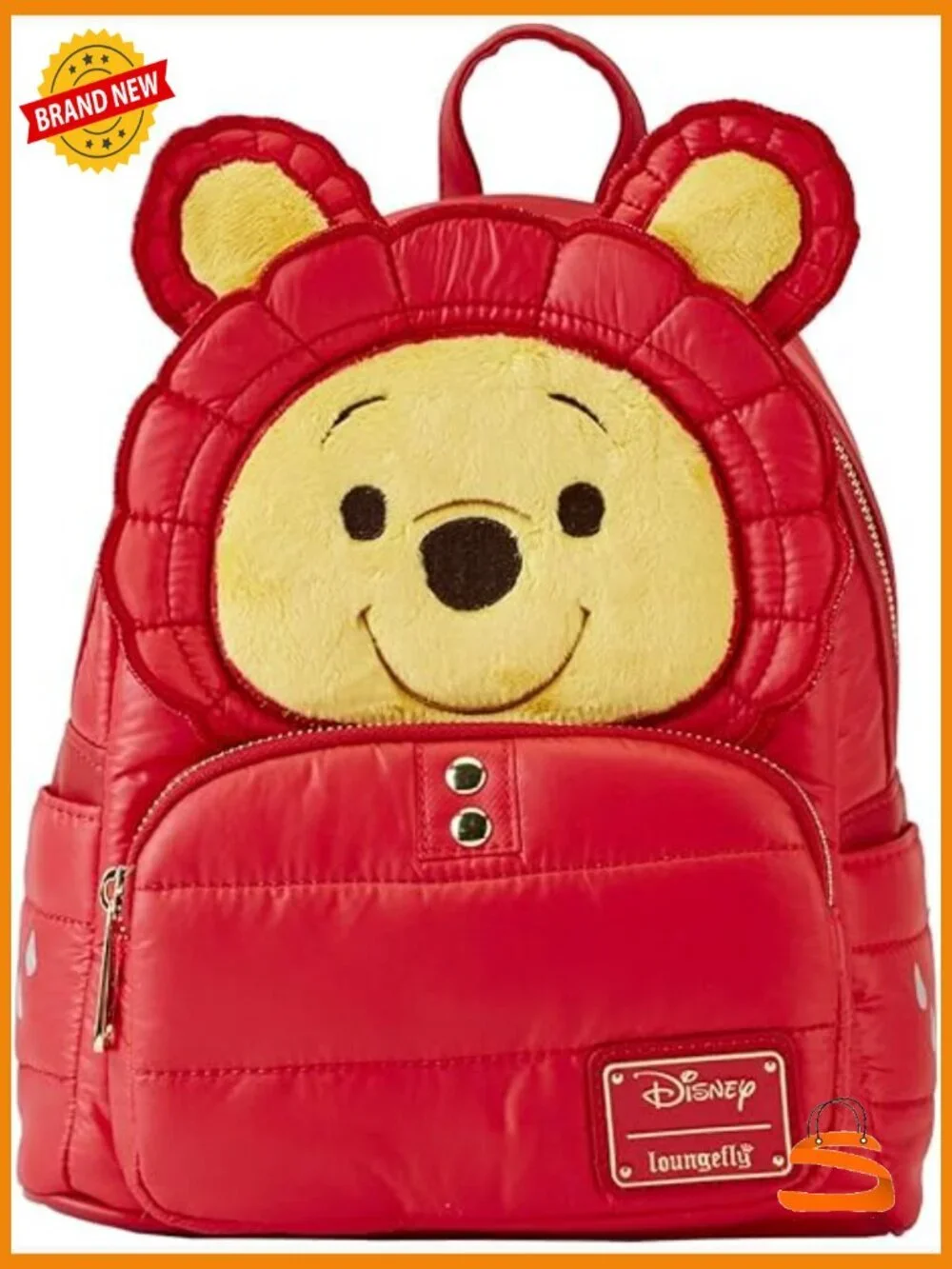 Vegan Leather Plush Puffer Backpack, Daypack, Adjustable Straps, 9x10.5x4.5